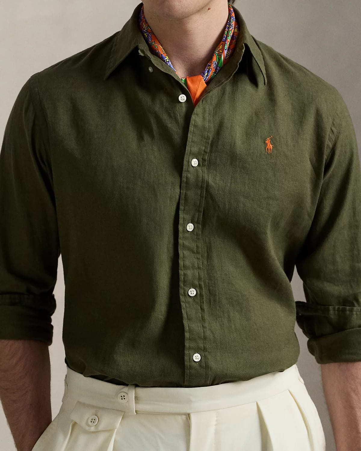RL Olive LINEN Shirt