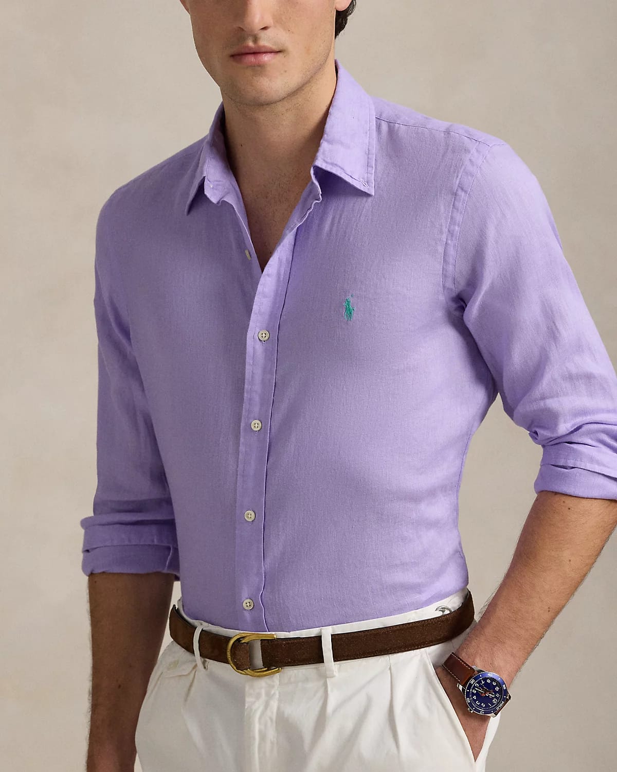 RL Lavendar LINEN Shirt
